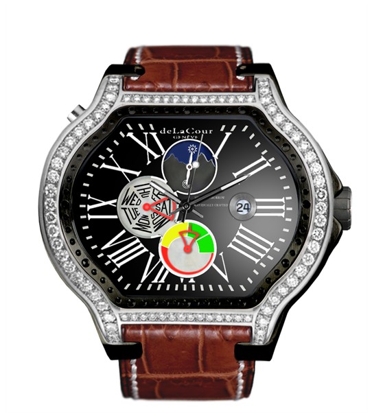 Replica DeLaCour City Ego Motion Steel PVD Diamonds WAST2405-1218 Replica Watch